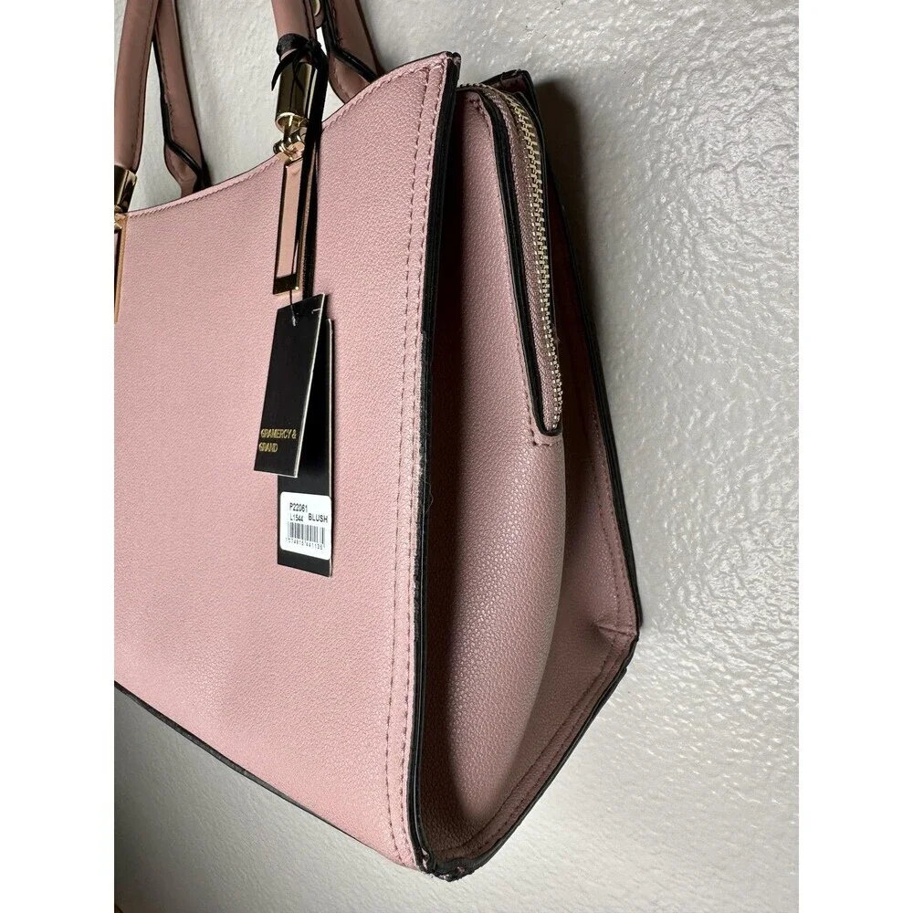 Gramercy & Grand Satchel Bag Womens Medium Pink Faux Leather Vegan Zip Purse